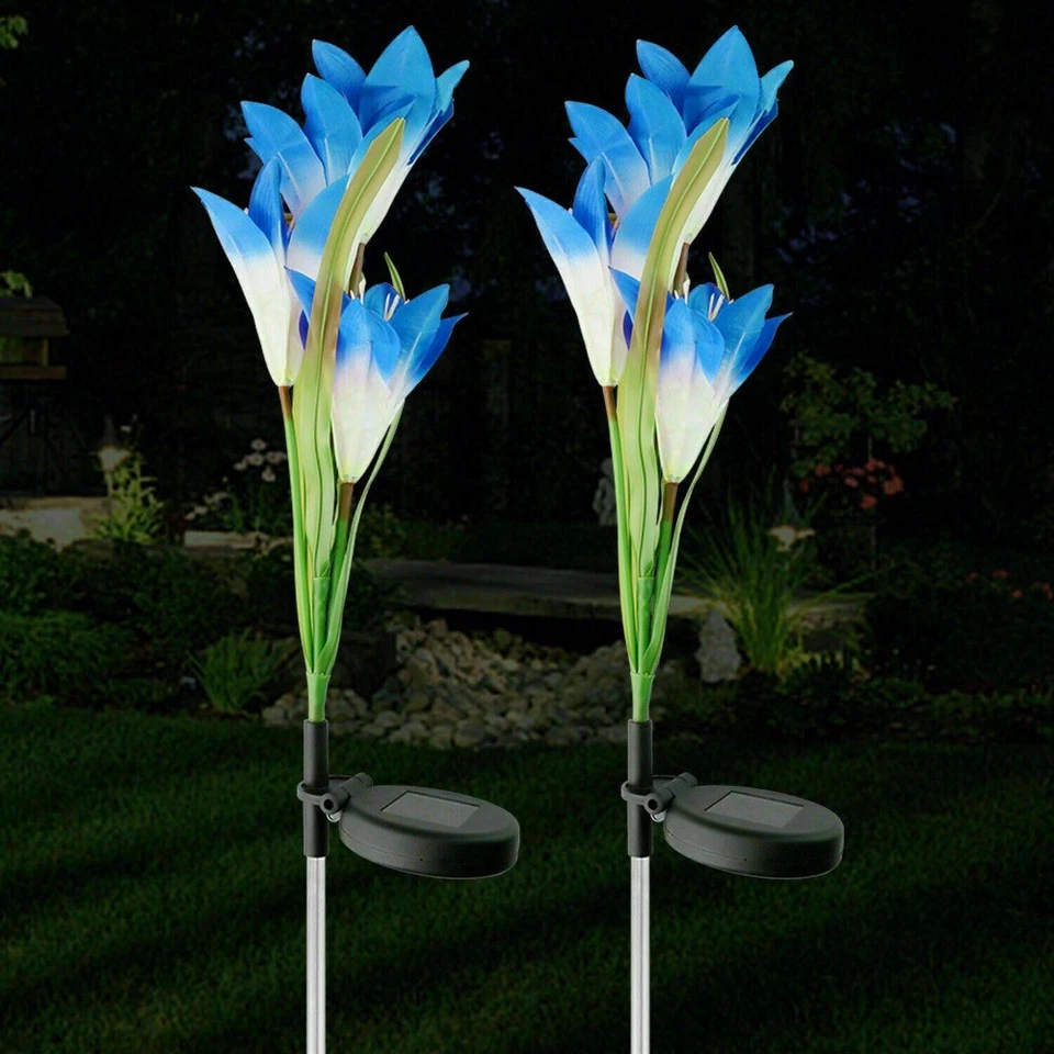 Outdoor LED Solar Powered Lily Flower Light Garden Yard Lamp Decor Waterproof - Image 1 of 4
