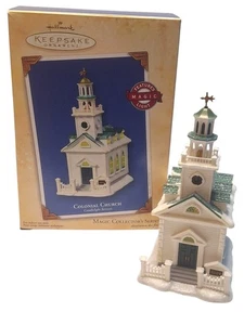 2004 Hallmark Andenken Weihnachten in Kolonialkirche Serie beleuchtetes Ornament - Bild 1 von 8