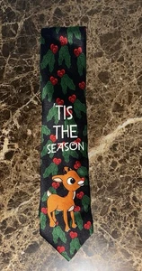 Rudolph The Red-Nosed Reindeer Brand Christmas Necktie Green NWT 60 Inch - Picture 1 of 3