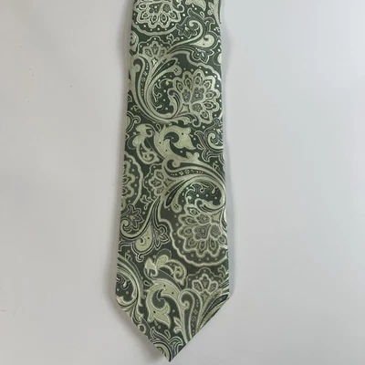 BERGAMO - NEW YORK / Fresh Shades of Green Exotic Floral Fantasty Poly Tie - Image 1 of 4
