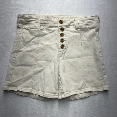 Pilcro Shorts Womens Sz 25 Anthropologie Slim Boyfriend 5.5" Ivory Button Fly - Image 1 of 4