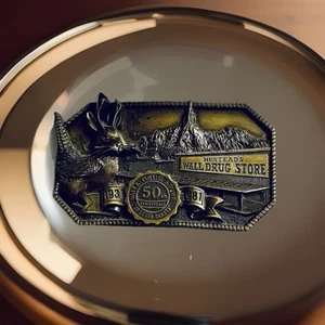 WAND DROGERIE GÜRTELSCHNALLE South Dakota SD Jackalope 1981 50th Anniversary Vintage - Bild 1 von 7