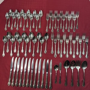 MANSFIELD Deluxe WMA Rogers Stainless Onieda 66pc Service For 12 + 6 Serving PCs - Picture 1 of 21