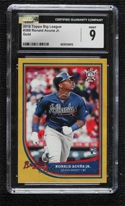 2018 Topps Big League Gold Ronald Acuna Jr Acuña #369 CGC 9 Mint Rookie RC - Picture 1 of 3