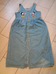Vintage Disney Denim Dress Mickey Mouse Minnie y2k Embroidered Pocket Jumper XL - Picture 1 of 6