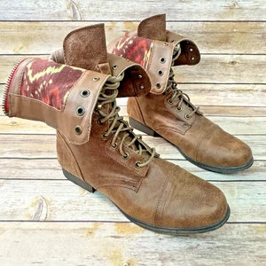 Madden Girl Studded Brown Faux Leather Cap Toe Combat Boots 9 Biker - Picture 1 of 15