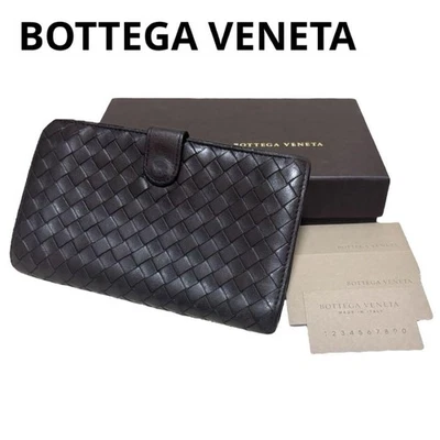 Bottega Veneta Cartera Larga, Marrón Oscuro, Intrecciato, Cremallera Redonda, Auténtica Foto 1 de 4