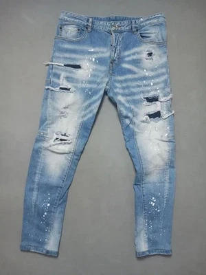 Dsquared２ 50  Multi-Wash Red Patch Tie Biker Denim 34 35 Men's pants, popular it - Image 1 of 4