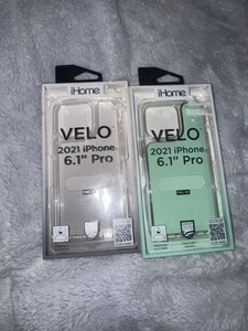 iHome VELO Silicone Impact Case 2021 iPhone 6.1" Pro Green And Clear - 2 New - Picture 1 of 2