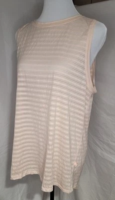 Lululemon Meet Halfway 尺寸 12 Med 透明背心条纹黄油粉色领带或宽松 — 第 1/4 张图片