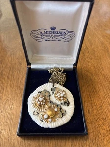 Royal Copenhagen Porcelain Pendant Anton Michelsen Brutalist 925 Silver - Imagen 1 de 3