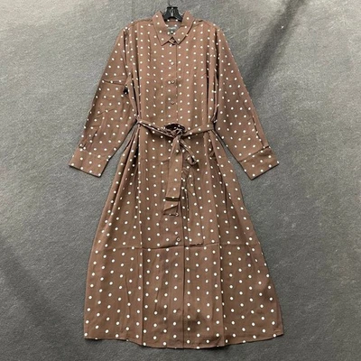 BANANA REPUBLIC Tie-Waist Midi Shirtdress Women's Size XL Brown - Image 1 of 4