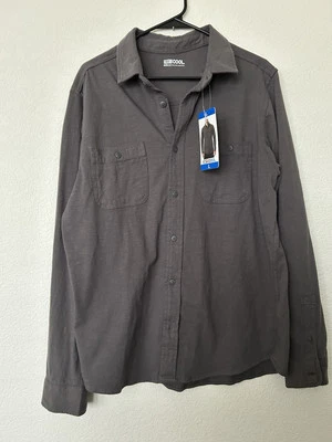 32 Degrees Cool Men's Long Sleeve Button-Up Shirt, Gray , Size L - Image 1 of 4