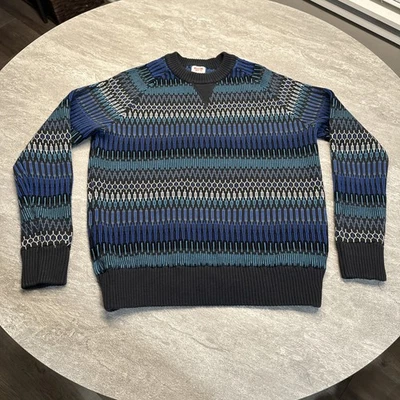 MOSSIMO Blue Geometric Crewneck Chunky Pullover Sweater Grandpacore Large Knit - Image 1 of 4