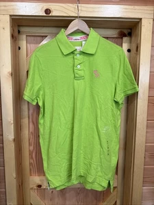 NWT Abercrombie & Fitch Polo Shirt Mens XXL Muscle Fit Lime Green Y2K 90s Preppy - Picture 1 of 9