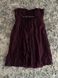 BCBGMAXAZRIA Damen Kleid weinrot Größe 4 100 % Seide Reißverschluss trägerlos Perlen formell - Bild 1 von 4