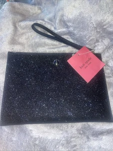 Kate Spade Black Glitter Burgess Court small Wristlet NWT - Picture 1 of 4