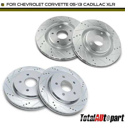 4 rotores de freno perforados para Chevrolet Corvette 05-13 Cadillac XLR delanteros y traseros Foto 1 de 4
