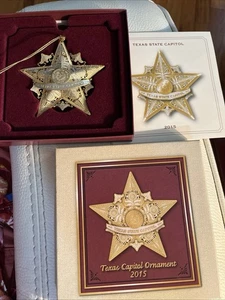 Adorno de árbol de Navidad 2015 Texas State CAPITOL con folleto estrella de filigrana en caja - Imagen 1 de 6