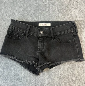 Hollister Hot Pants Womens W24 Denim Shorts Summer Fray Hem Beach Pool Grey - Picture 1 of 7