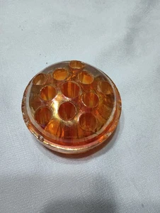 Vintage Marigold Carnival Glass Flower Frog. 3" - Picture 1 of 4