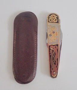 Taschenmesser + Etui, Messing, Löwen Wappen Schweden, antik! - Bild 1 von 9