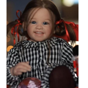 Bambola Reborn dipinta 30 pollici pelle nera bambina bambina capelli radicati panno corpo - Foto 1 di 4