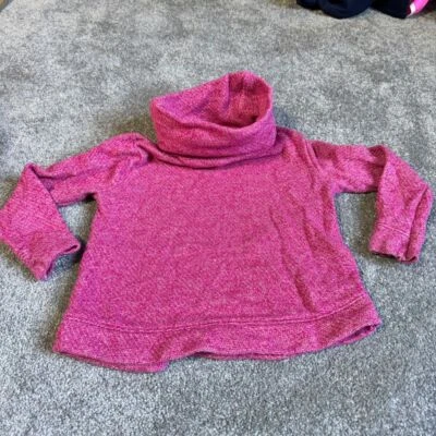 Antiguo Azul Marino Acogedor Rosa Cuello Alto Suéter Capucha Cuello Manga Larga Tejido Top 3T Foto 1 de 3