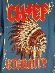 Eternity BC/AD Herren XL Indian Chief Logo GRAFIK Design Farbspritzer T-SHIRT - Bild 1 von 12