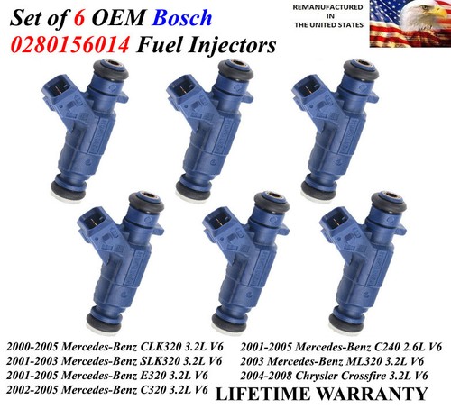 OEM Bosch Set of 6 Fuel Injectors For 2004-2008 Chrysler Crossfire 3.2L ...