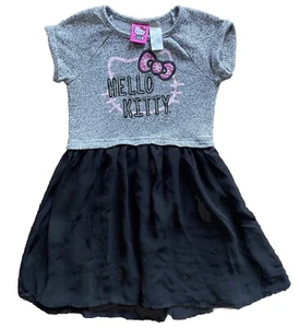 Hello Kitty Girls Dress Grey Black Pink Size Small (6/6X) - Picture 1 of 4
