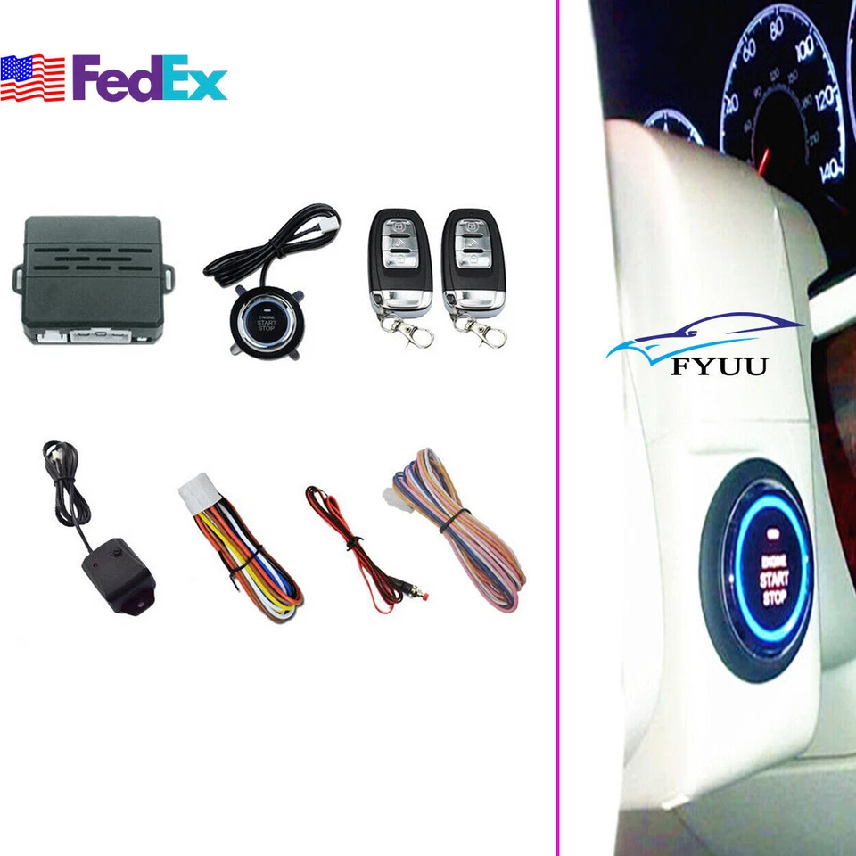 Car SUV One Key Remote Start System Ignition Engine Vibration Alarm Start Button - Image 1 of 4
