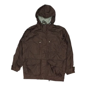 Chaqueta de lluvia con capucha marrón Napapijri Geographic para hombre | Diseñador vintage para exteriores - Imagen 1 de 3
