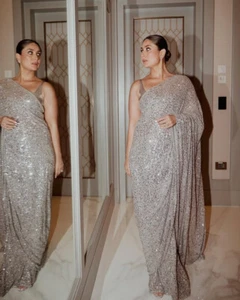 Camicetta sari da sposa designer Sari Bollywood georgette sari abbigliamento festa indiano sari - Foto 1 di 2