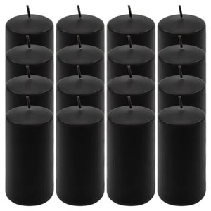16er Set Stumpenkerze schwarz Höhe 10 cm Ø 5 cm lange Brenndauer Rund-Kerze Xmas - Bild 1 von 4