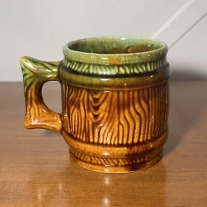 Barware grün & braun Keramik Bierfass Becher mit Griff - Bild 1 von 6