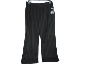 Project Runway Womens Dress Pant Wide Leg Black White Pinstripe Size 12 - Picture 1 of 8