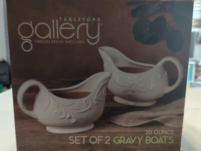 Tabletops Gallery Set of 2 Gravy Boats 20 oz NEW - Image 1 of 3