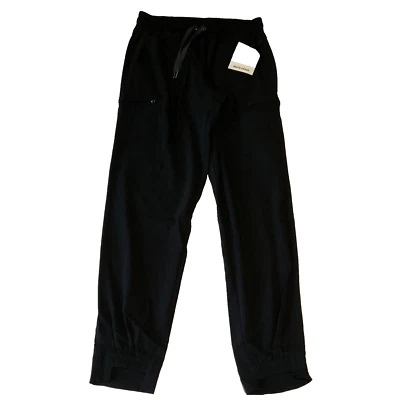 White Cross Jogger Sweat Pants Womens Size S Black Hi Low Hem Pockets Stretch - Image 1 of 4