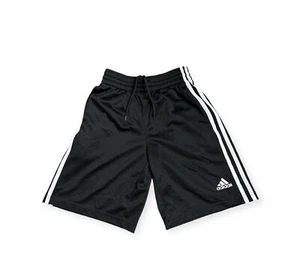 Adidas Boys Climalite Black White Stripes  Logo Athletic Shorts Drawstring 8 - Picture 1 of 6