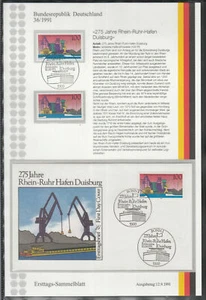 Germany 1991: First day collection sheet BRD ETSB  RHEIN-RUHR HARBOR DUISBURG  - Picture 1 of 1