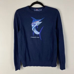 Vineyard Vines Boys Marlin Intarsia Sweater M (10-12) Blue Pullover Fishing - Picture 1 of 8