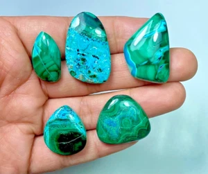 93ct 100% NATURAL BEAUTIFUL CHRYSOCOLLA MALACHITE CABOCHON LOOSE GEMSTONE LOT A8 - Picture 1 of 7