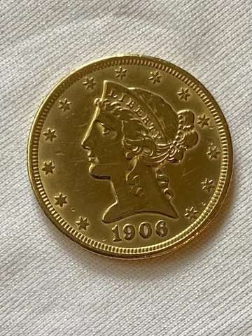 1906 choice BU Liberty $5 Gold Half Eagle with super luster and eye appeal! Cover