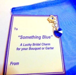 Something Blue 10mm Crystal Heart Traditional Lucky Bridal Charm for Garter - Picture 1 of 2