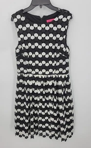Betsey Johnson Dress Womens Large Black White Geo Print Sleeveless Fit and Flare - Picture 1 of 9