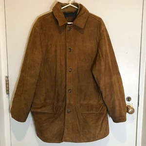 Talbots Men's Sz L Brown Leather Jacket Rare Item Soft Leather 2 FRONT POCKETS - Picture 1 of 10