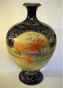 Antique Nippon Hand Painted Cobalt Blue Gold Gilded Vase Morimura Circa 1900's - Picture 1 of 14