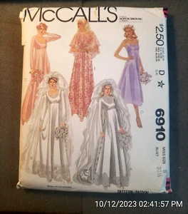 McCALL'S #6910 wedding patterns MISSES DRESS size 8 bust31.5 (C6B5)............. - Picture 1 of 3