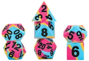 Sharp Edge Silicone Rubber Dice Set: Pansexual Pride - Picture 1 of 2
